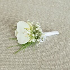 WHITE ORCHID GROOM BUTTONHOLE