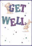 This get well card glows with joyful spirit and heartfelt intention, echoing the kindness found across Lewisham's vibrant neighborhoods. The design springs to life with two charming characters-a tender teddy bear and a cheery, floppy-eared puppy-each playfully interacting with the large, spirited letters of 'Get Well' that anchor the scene. The striking indigo and teal hues of the text create a lively contrast against a soft, creamy background, providing a gentle burst of energy much like a fresh bouquet brightens a hospital bedside from Flower Delivery Lewisham. Scattered stars glimmer in shades of blue and purple above and around the friends, casting a magical, hopeful atmosphere over the card. The lush, soft rendering of the bear and puppy's fur feels almost tangible-inviting the imagination to bask in their comfort. The overall mood is light and uplifting, offering a little emotional sunshine for those on the mend, whether in a flat near Lewisham Centre or a quiet home in Brockley. This card extends more than words-it's a delicate salve for the spirit, a small but meaningful reminder that support and care are always close at hand in Lewisham.